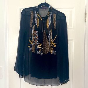Hale Bob Silk Beaded Blouse NWT